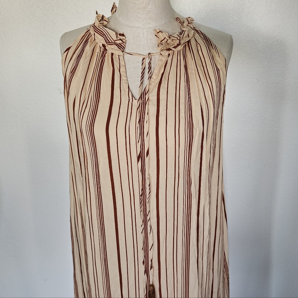 Natalie Martin Marlien Maxi Dress in Thin Stripe Cocoa Butter - Picture 6 of 11